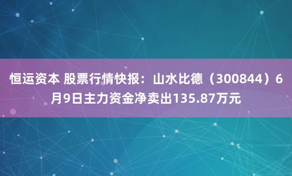 恒运资本 股票行情快报:山水比德(300844)6月9日主力资金净卖出135.87万元